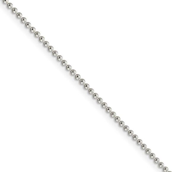 1.5mm Sterling Silver, Solid Beaded Chain Necklace, 20 Inch - Picture 1 of 8
